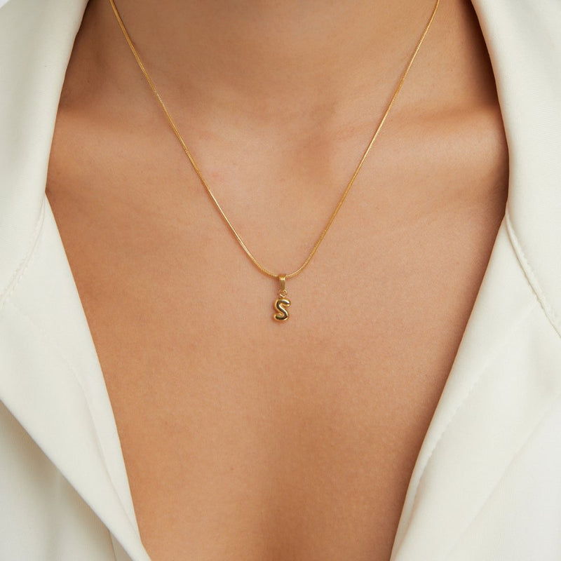 Emily - Elegant Bubble Letter Pendant Necklace