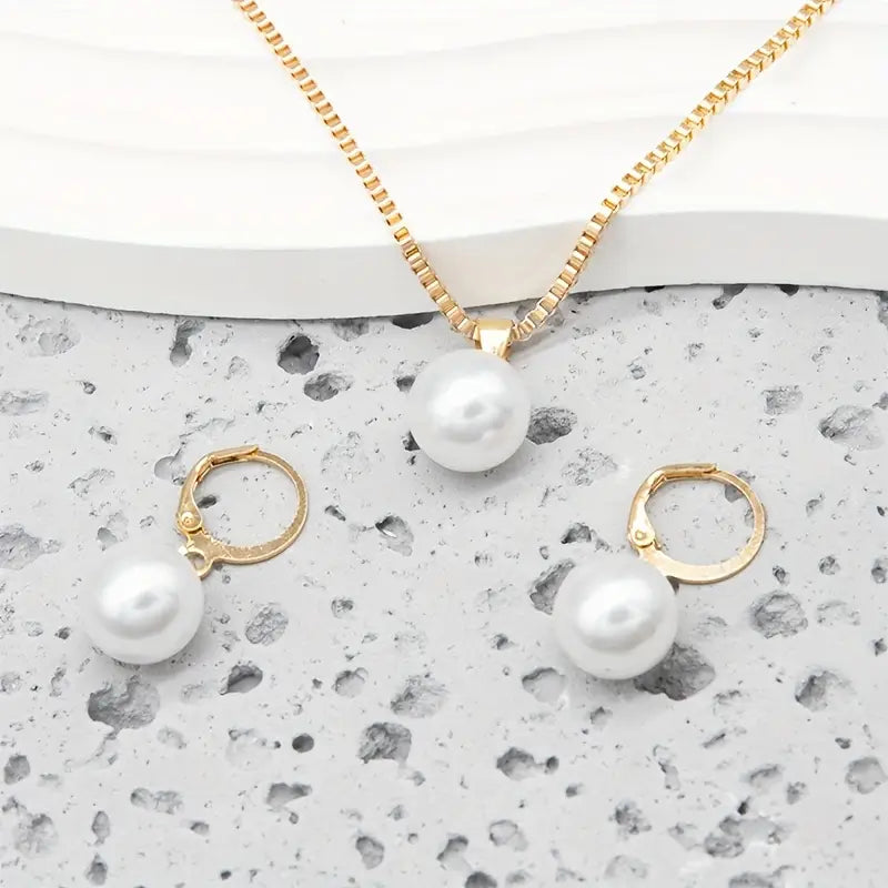 Elegant Gold Pearl Jewelry Set - Golden Grace Collection
