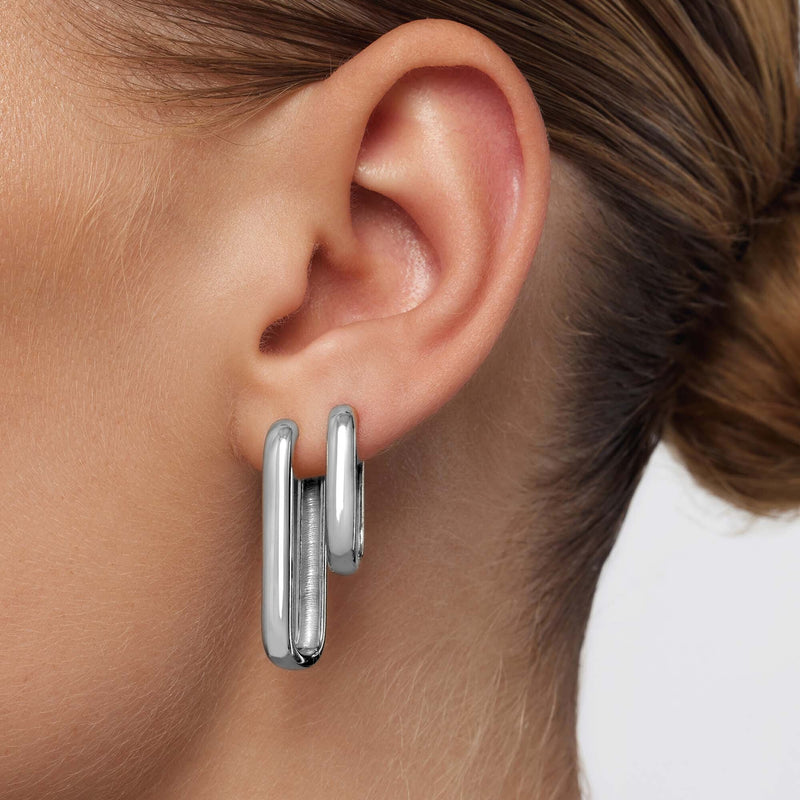 White Gold Large Icon Hoop Earrings