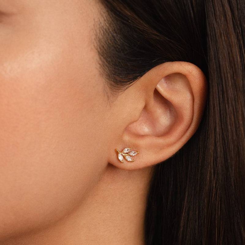 Ariana - Elegant Crystal Leaf Earrings