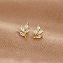 Ariana - Elegant Crystal Leaf Earrings