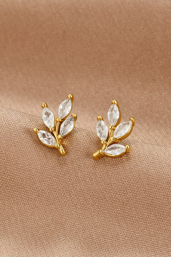 Ariana - Elegant Crystal Leaf Earrings