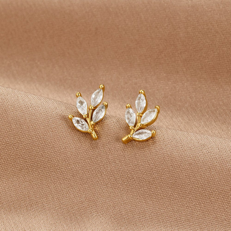 Ariana - Elegant Crystal Leaf Earrings