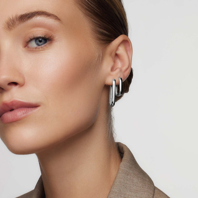 White Gold Large Icon Hoop Earrings