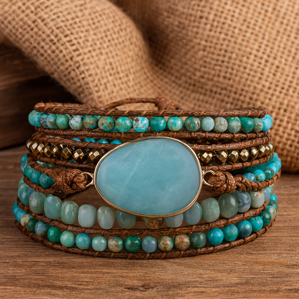 Amazonite Wrap Bracelet for Truth and Balance