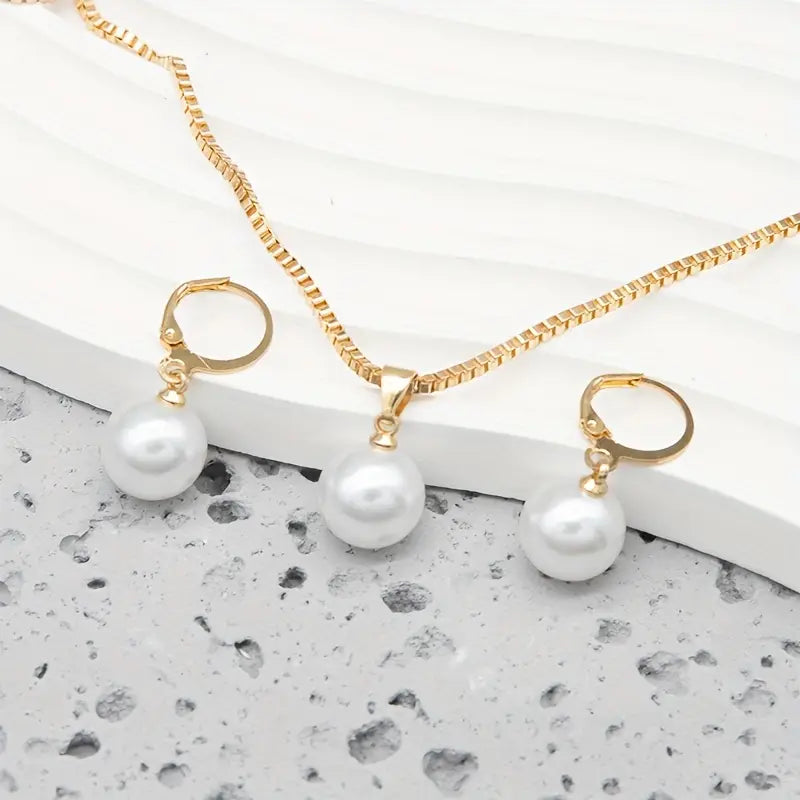 Elegant Gold Pearl Jewelry Set - Golden Grace Collection