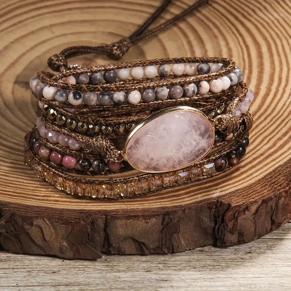 Self-Love Wrap Bracelet with Rose Quartz
