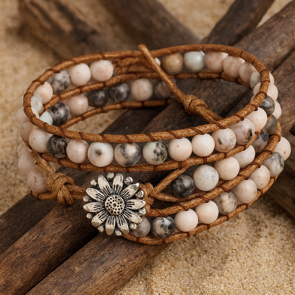 Rhodonite Flower Wrap Bracelet – Blooming Soul Collection