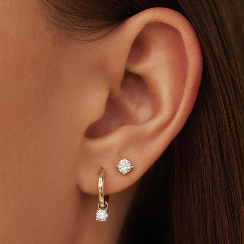 Gold Moonstone Earrings Set