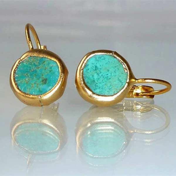 Flora - Gold Earrings with Turquoise Gemstones