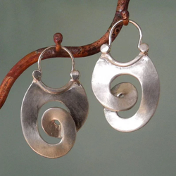 Emily - Retro Asymmetrical Silver Earrings