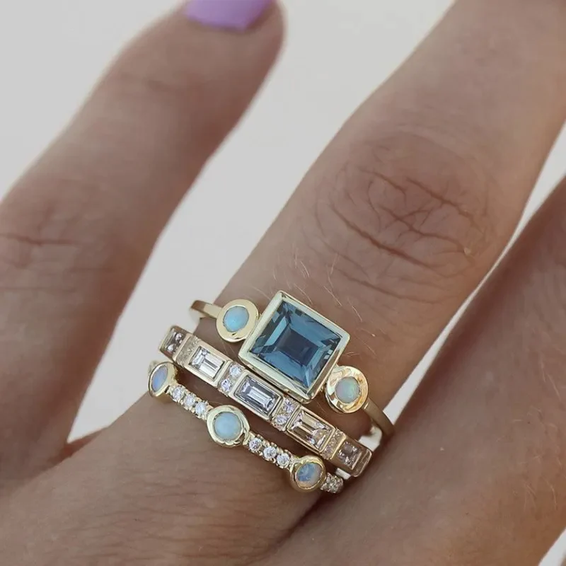 Carla - Blue Coastal Elegance Ring Set