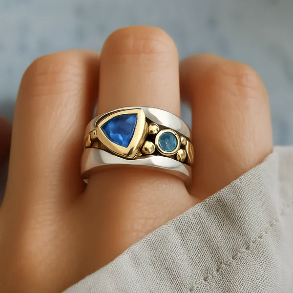 Gabriella - Retro Blue Zirconia Bohemian Ring