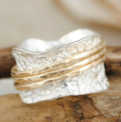 Dakota - Vintage-Inspired Slim Gold and Silver Ring