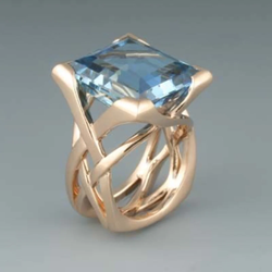 Camila - Retro Rose Gold and Blue Gemstone Ring