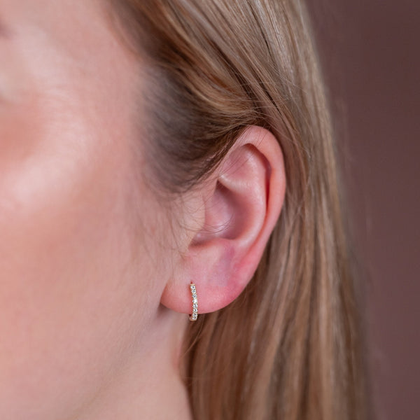 Amber - Gold Moissanite Huggie Earrings