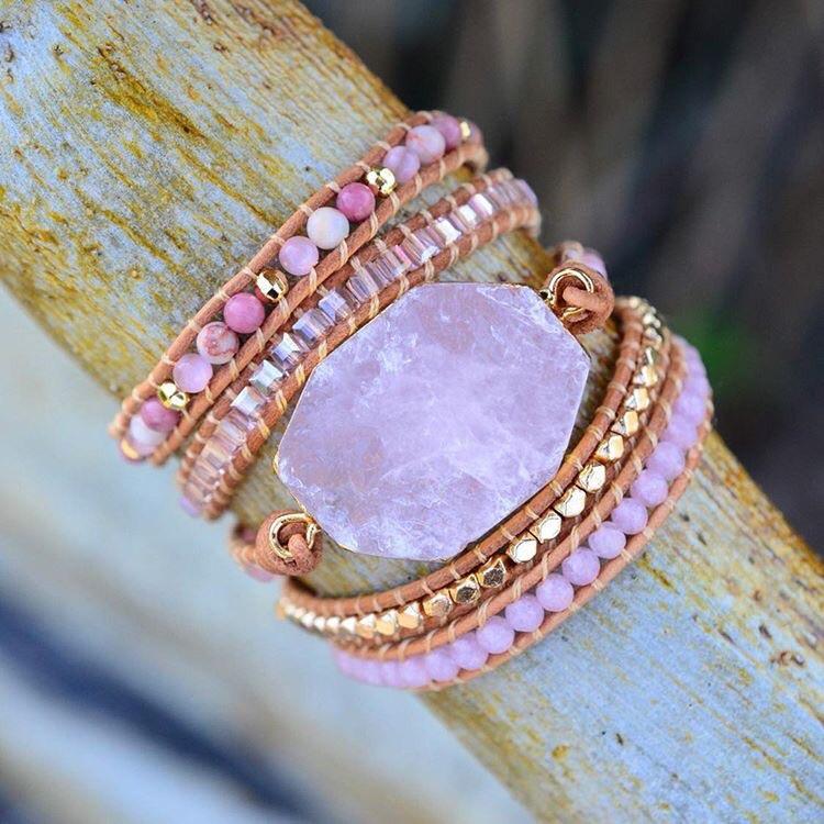 Heart Chakra Bracelet with Rose Quartz