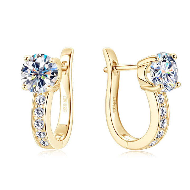 Beatrice - White Gold Moissanite Channel Huggie Earrings