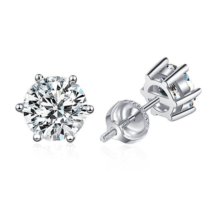 Alicia - White Gold Moissanite Screw Back Earrings