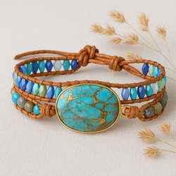 Artisan Crafted Turquoise Leather Bracelet