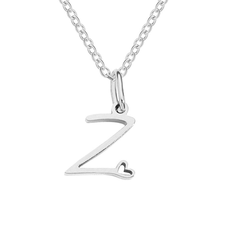 Annabelle - Heart-Shaped Silver Letter Necklace