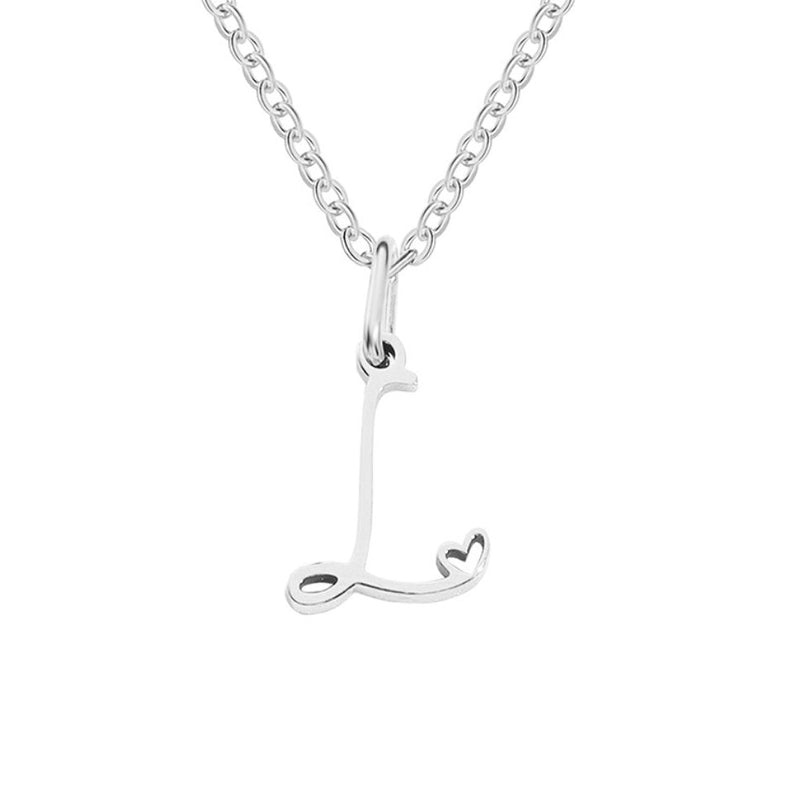 Annabelle - Heart-Shaped Silver Letter Necklace