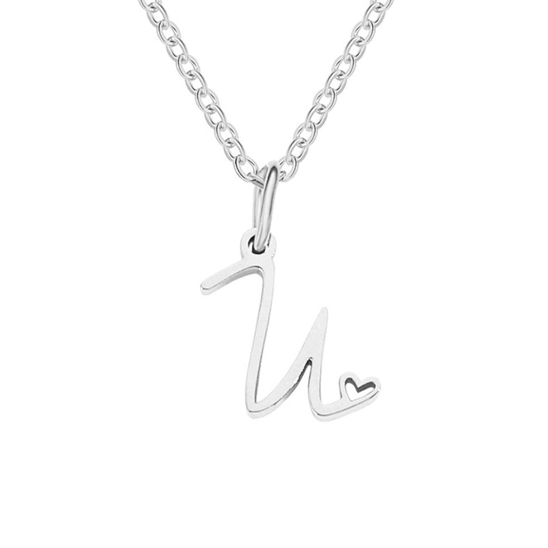Annabelle - Heart-Shaped Silver Letter Necklace