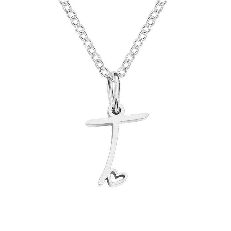 Annabelle - Heart-Shaped Silver Letter Necklace