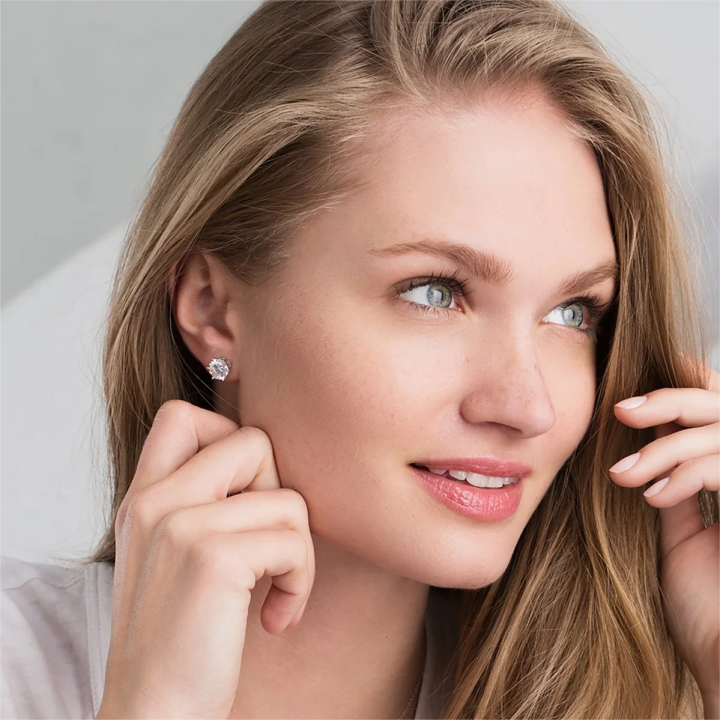 Alicia - White Gold Moissanite Screw Back Earrings