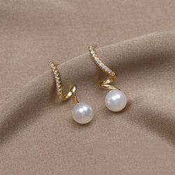 Ava - Tam Pearl Wave Drop Earrings