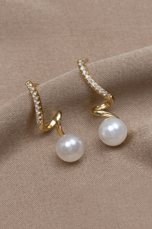 Ava - Tam Pearl Wave Drop Earrings