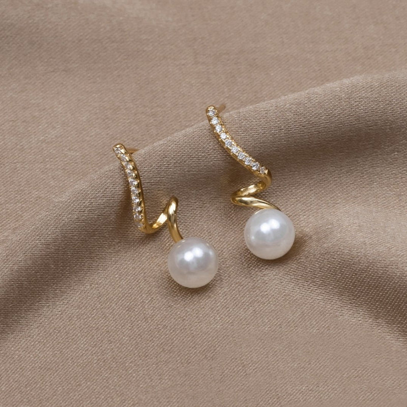 Ava - Tam Pearl Wave Drop Earrings
